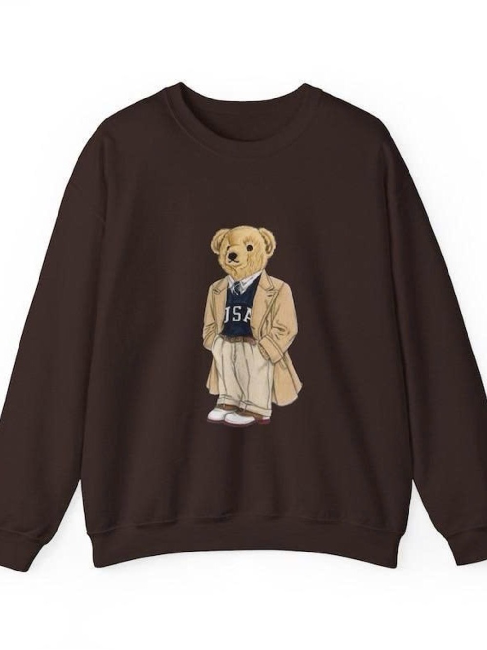 Men's Brown Bear Graphic Crewneck Sweater